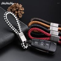 Wholesale KUKAKEY Hand Woven Car Keychain Keyring For VW MG Mitsubishi Mustang Opel Peugeot Auto Car Key Chain Rings Holder1