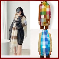 Wholesale Acne AC new scarf rainbow check stripe tassel cashmere Autumn Winter Shawl