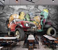 Wholesale Custom D Mural Wallpaper Restaurant Wall paper Mural Painting Personality Trend Off road Vehicle D Background Wall