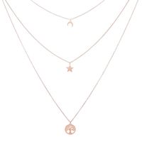 Wholesale Pendant Necklaces Multi layer Tree Of Life Moon Star Necklace For Women Rose Gold Stainless Steel Long Women s Fashion Jewelry