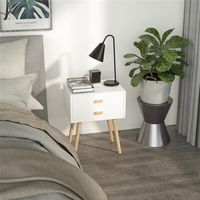 Wholesale Nightstand Bedside Table with Drawers Suitable for Bedroom Furniture Living Room Side Table MDF solid wood feet White a22 a04