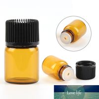 Wholesale Refillable ml Empty Amber Glass Aromatherapy Container Travel Bottle Opening Adapter Cap Tea Tree Oil Container Jar