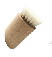 Wholesale Factory Natural Goat Hair Wooden Face Cleaning Brush Wood Handle Facial Cleanser Blackheads Nose Scubber Baby brushes RRE12528