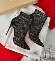 Wholesale Winter Fashion Women Pointed Toe Red Bottom Ankle Boots So Kate Booty Lace Gloss Version White Black Lady Booties High Heels Combat Booties