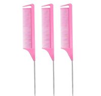 Wholesale Brushes X30Mm Pink Finetooth Antistatic Rat Tail Comb Metal Pin Styling Tool Hair Salon Beauty Use Vuvwb R3Abs