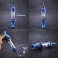 Wholesale silicone nectar collectors smoking accessorie hookahs water pipe with Glass Attachment Colorful Smoke Filter mm Titanium Nail