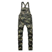 Wholesale Men s Big Pocket Camouflage Printed Denim Bib Overalls Jeans Jumpsuits Army Green Working Clothing Coveralls