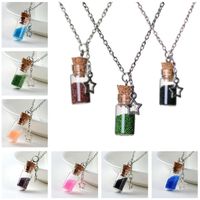 Wholesale Dried Flower Specimen Glass Necklace Marine Drift Bottle Rice Bead Lady Sweater Chain Batch DMFN289 with chain mix order Pendant Necklaces