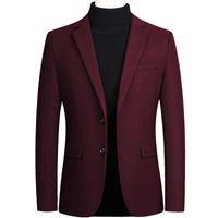 Wholesale Men s Suits Blazers Mens Woolen Formal Wedding Tudexo Suit Jacket Men Business Casual Slim Wool Black Grey Red Veste Homme Plus Size XL
