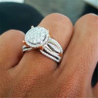 Wholesale Unique Style Female Small Zircon Stone Ring Big Gold Color Engagement Ring Cute Fashion Wedding Finger Rings For Women