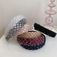 Wholesale New Classic Hairband Turban For Women Crystal Beaded Headband Retro Hand woven Wide Brim Headwear