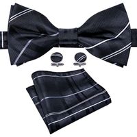 Wholesale Bow Ties LH Bowtie Men Formal Necktie Men s Fashion Business Wedding Solid Black Tie Stripe Male Dress Shirt Accessory Barry Wang1