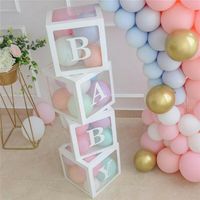 Wholesale Gift Wrap set DIY Transparent Box Latex Balloon BABY LOVE Blocks For Boy Girl Shower Wedding Birthday Party Decoration Backdrop1