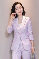 Wholesale Elegant Purple Uniform Designs Formal Women Business Suits with Pants and Jackets Coat Office Ladies Blazers Female Pantsuits