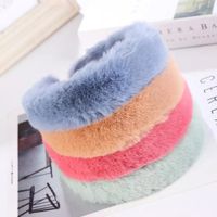 Wholesale European and American new plush headband wide sided net red fashion headband solid color ladies wash face pressure hair
