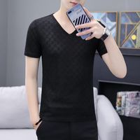 Wholesale Men s T Shirts Casual Streetwear Men Summer TopTee Shirts V Neck Short Sleeve Hollow Out Solid Thin Camiseta Masculina