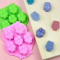 Wholesale Lovely Owl Shape DIY Mold Epoxy Resin Silicone Multi Colours Five Owls Aroma Soap Baking Snack Food Molds Hot Sale xw L2