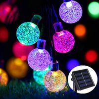 Wholesale Solar Powered LED String Lights Bulbs Waterproof Crystal Ball Christmas String Camping Outdoor Lighting Garden Holiday Party Modes M