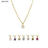 Wholesale Chains ANDYWEN Winter Sterling Silver Gold Pearl Charm Pendant Long Chain Choker Necklace Luxury Small Simple Jewelry For Wome