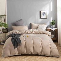 Wholesale Large double bed duvet cover set Charcoal washed cotton similar to soft Cal King duvet cover piece set with zipper closure G0107