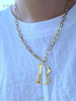 Wholesale Chains B Fashion Goddess Luxury For Women Necklace Gold Color Luxe Jewelry Stainless Steel