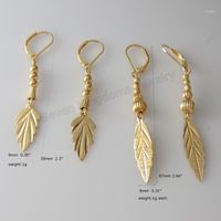 Wholesale Dangle Chandelier MIN ORDER CAN MIX DESIGN TWO STYLE LEAF EARRING WITH BALL BEADS CONNECTED PART CARVED YELLOW GOLD DUBAI GP