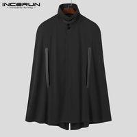 Wholesale Men s Trench Coats Man Solid Pockets Streetwear INCERUN Men Fashion Patchwork Poncho Leisure Single Breasted Cloak Capes Winter S XL
