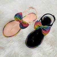 Wholesale 2020 Top seller Rome Hot Selling Wedges Summer shoes Rainbow diamond bow big slippers jelly Women sandals Large Size1