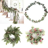 Wholesale Christmas Wreath Barries Cones Artificial Vine Hanging Floral Foliage Garland Christmas Decorations for Home Navidad Natal