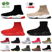 Wholesale Luxury Fashion Women Mens Designer Sock Shoes Black Red Beige Triple Red Clear Sole FW Paris Grey Knit Boots Graffiti Casual Platform Sneakers Runners Trainers