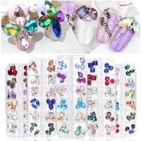 Wholesale 2021 NEW Colorful Nail Rhinestones Mixed Oval Waterdrop Round Chameleon AB Crystal Glass Gems Strass D Glitter Nail Art Decorations