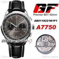 Wholesale GF Premier B01 ETA A7750 Automatic Chronograph Mens Watch Steel Case Black Dial AB0118221B1P1 Black Leather Best Edition PTBL Puretime A1