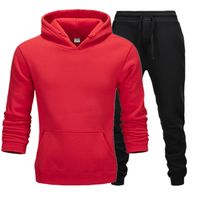 Wholesale mens Casual Fashion spring Autumn Long Sleeve Hooded Two piece Jogger Set Ladies winter Tracksuit Sweat Suits Red Plus Size XL