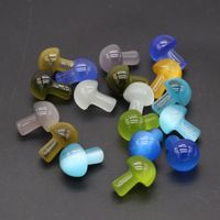 Wholesale Fashion Blue Green Yellow Cat s Eye Stone Glass Crystal Ornament Mushroom Charm Loose Beads for Plant Decoration