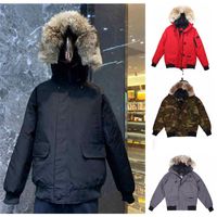 Wholesale Top high quality hooded fur wind waterproof thickened parka winter Down Jacket Coats Outwear couple jacket bomber jacket bombardier