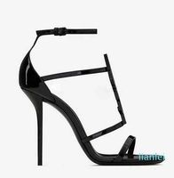 Wholesale Sandals SUMMER WOMEN S SANDALS Brand shoes black patent leathers sandal opentoe with sexy thin heels ankle strap lady letter sandalies ECX