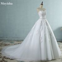 Wholesale ZJ9032 lace flower Sweetheart White Ivory Fashion Sexy Wedding Dresses for brides plus size maxi size W T200525
