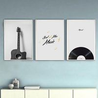 Wholesale Paintings Vintage Musical Instrument Guitar Radio Canvas Painting Poster And Print Living Room Bedroom Wall Art Picture Home Decor Posters