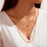 Wholesale New Fashion ins vintage Chain Pendant Choker type disc multilayer Necklace for women Girls Gifts Party