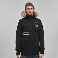 Wholesale Designer Luxury Winter Outdoor Canadian Map Table Down Jacket Mens Womens Raccoon Dog Hair Thickened Medium Long Work Coat Gooses