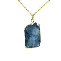 Wholesale Pendant Necklaces Irregular Deep Blue Cluster Natural Stone Druzy Necklace Single Loops Raw Crystal Quartz Geode For Women