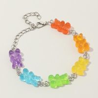 Wholesale Link Chain Gummy Bear Cute Cartoon Girls Bracelets Candy Color Resin Women Birthday Handmade Jewelry