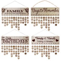 Wholesale Decoration Presents for Mothers Wooden Family Birthday Reminder Calendar Board DIY Anniversary Tracker Plaque Wall Hanging with Tags R K2