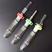 Wholesale Hot sale Mini Nectar Collector Kit Glass Pipes with mm mm Titanium Tip Quartz Tip Nail Oil Rig Concentrate Dab Straw Glass Bong