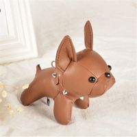Wholesale French Bulldog Bag Pendant Car Keychain Leather Purse Backpack Dog Car Key chains Couple Gift Doll Ornament Colors