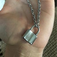 Wholesale Women Jewelry Silver Color PadLock Pendant Necklace Brand New Stainless Steel Rolo Cable Chain Necklace Friendship Gifts1