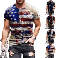 Wholesale Men s T Shirts Summer American Flag D Printed Tees Tops Men Casual Fashion T shirt Round Neck Loose Muscle Streetwear Man Clothing