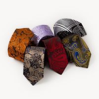 Wholesale New cm Ties for Men Necktie Wedding Cashew Flower Jacquard Polyester Dress Necktie Gravatas Para Homens