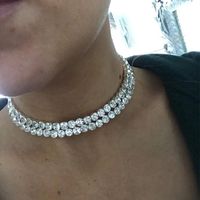 Wholesale Chokers Luxury Rows Big Crystal Choker Necklace Silver Plated Metal Collier Arrival Women Statement