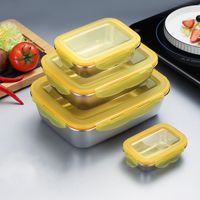 Wholesale Set of Stainless Steel Fridge Food Container Bento Storage Box Kitchen Items Lunch Organizer Refrigerator Accessories